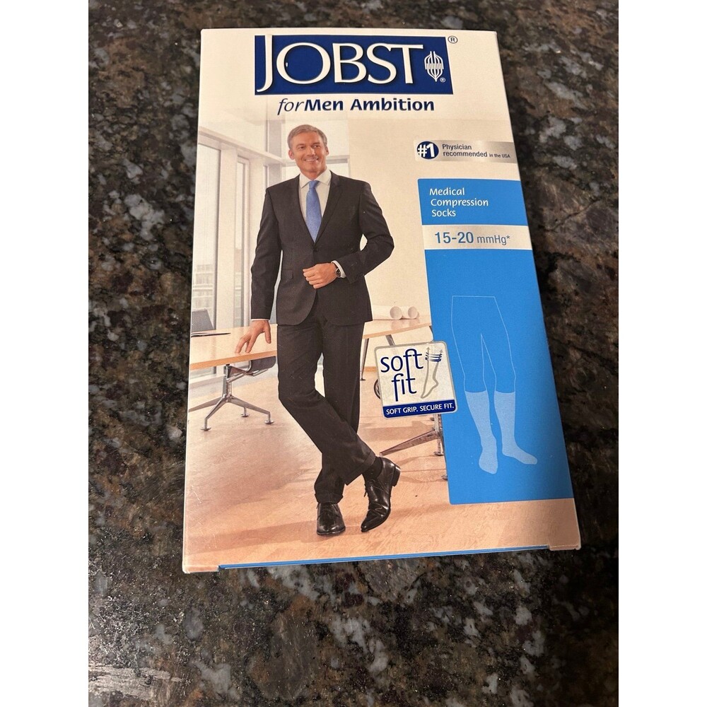 NEW Jobst For Men ambition Medical Compression Stockings 15-20 mmhg Sz 6 Gray